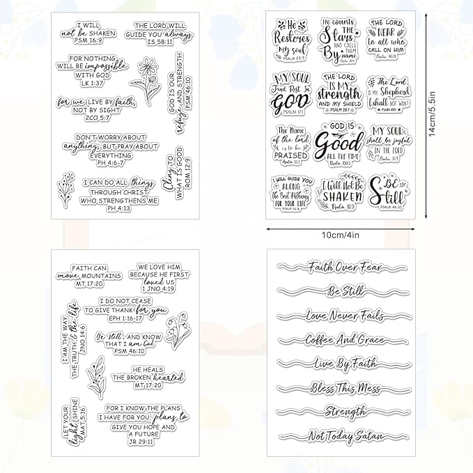 Whaline 4 Sheet Bible Verse Words Clear Stamps Christian God Jesus Silicone - Image 2