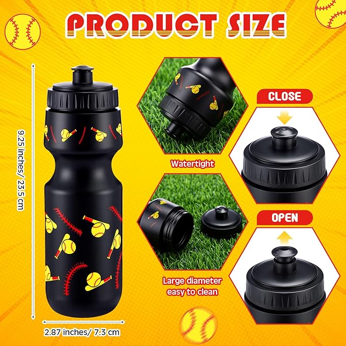 Reallnaive 24 Pcs Softball Party Favors 24 oz Softball Water Bottle Gift for Team with Drawstring Bag Bulk Gifts Tumbler Cup Sports Themed Accessories for Events Supplies