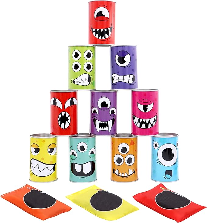 JOYIN 13 Pcs Carnival Bean Bag Toss, Knockdown Can Game Set, Holiday & Birthday - Image 2