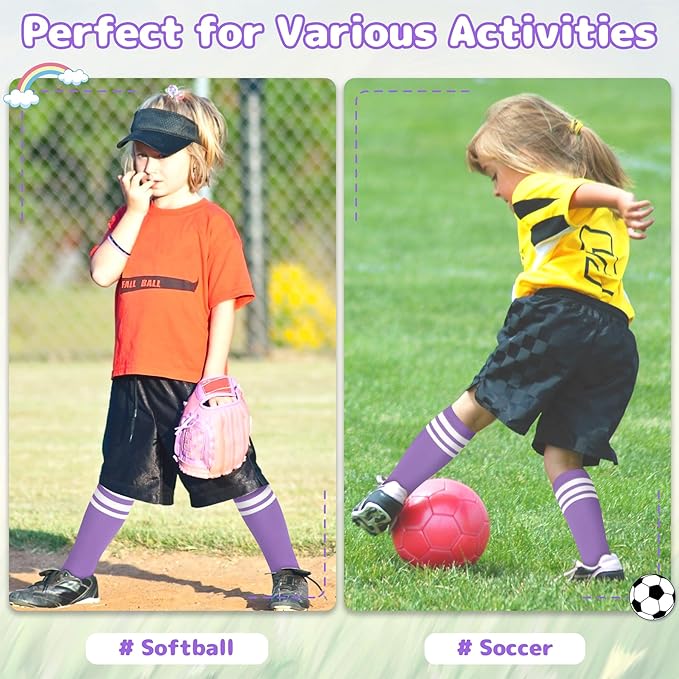 Olreco Toddler Soccer Socks Kids Baseball Socks Youth Softball Sock for Girls Boys Football Sock Boys Athletic Accessories