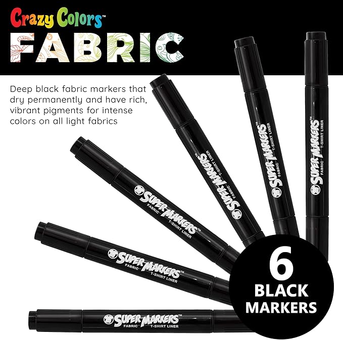 Super Markers Black Dual Tip Fabric & T-Shirt Markers - Image 2