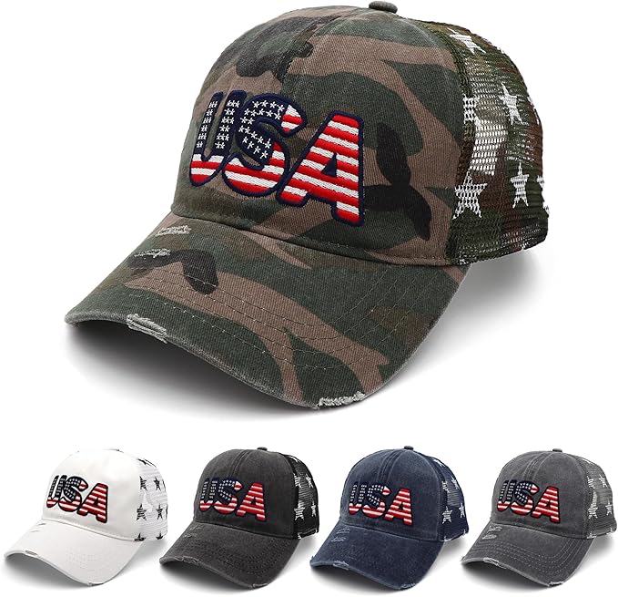 4th of July Hat 250 Anniversary USA Hat American Flag Trucker hat for Women Men Fourth of July Patriotic Eagles Hat