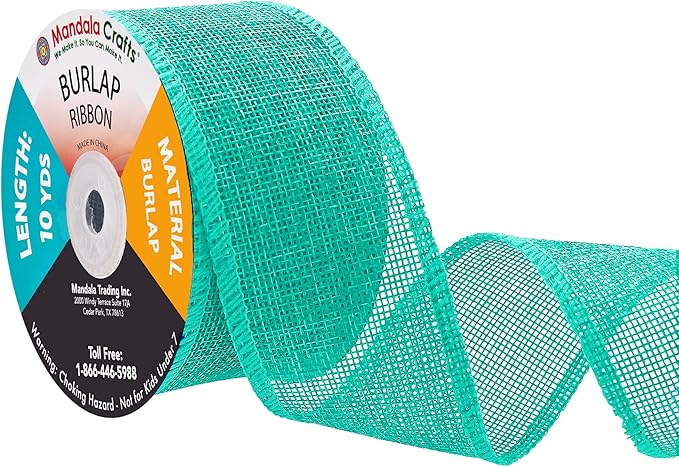 Mandala Crafts Turquoise Burlap Ribbon 2 Inches Wide Jute Ribbons by MandalaCrafts