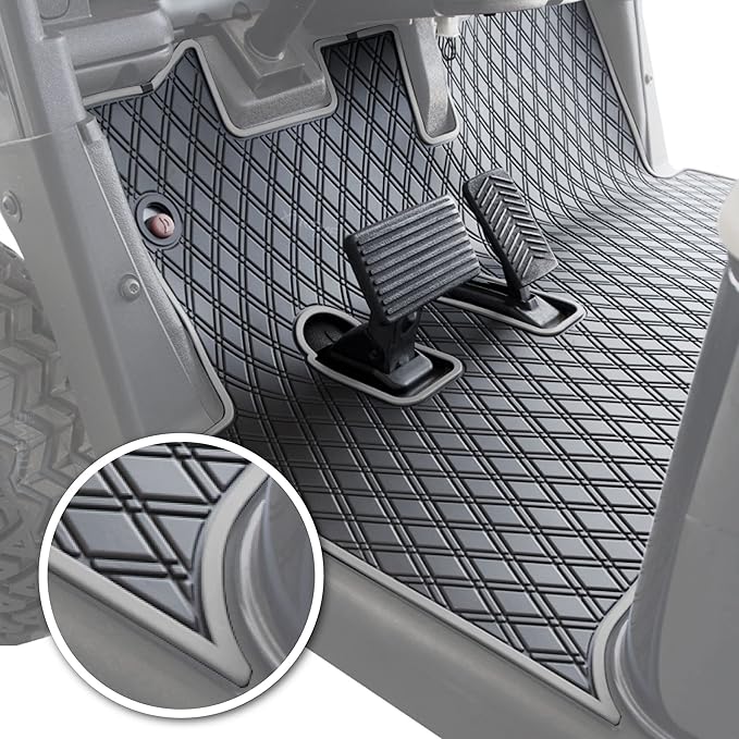 Xtreme MATS EZGO RXV Golf Cart Mat, Full Coverage Golf Cart Floor Liner Mat - Only Fits EZGO RXV (2008-2022) & 2Five (2009+) - Black with Grey Trim