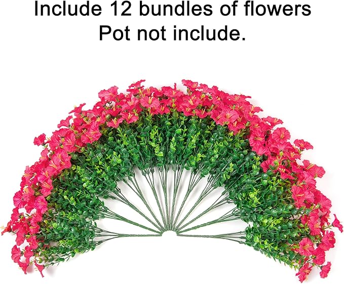 Fake Plants Artificial Flowers for Outdoor Outside Summer Decoration, 12 - Image 5