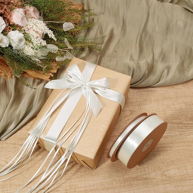 LaRibbons Nude Satin Ribbon 1/8 Inch 100 Yards Thin Luxury Double Faced Ivory - Image 3
