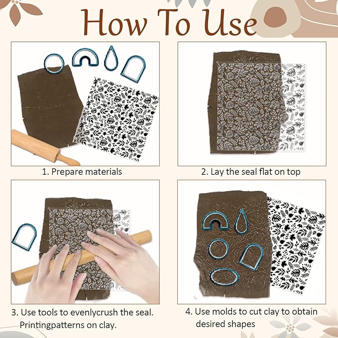 CHGCRAFT Autumn Leaves Pattern Polymer Clay Texture Sheet Plants and Maple - Image 4