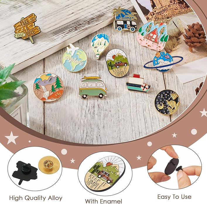 Mixed Enamel Pins for Backpacks, Beadthoven Cute Enamel Brooch Pins Set - Image 2