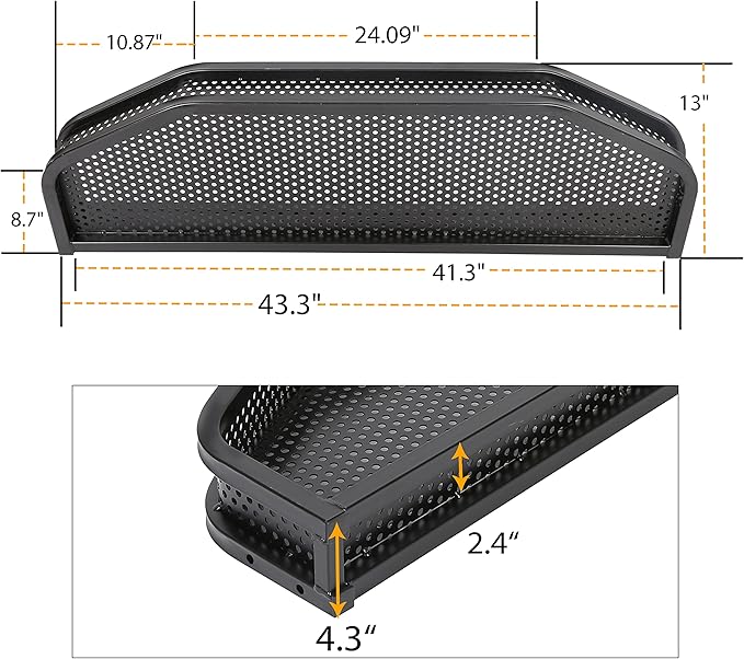 ECOTRIC Front Clay Cargo Utility Basket Compatible with EZGO TXT Golf Cart w/Mounting Brackets - NOT Fit RXV or ST Models (43.3 "X 13" X 4.3")