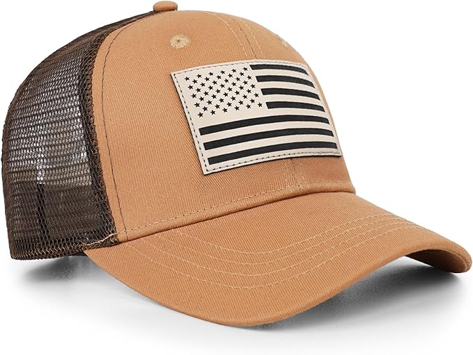 American Flag Trucker Hat - Snapback Hats for Men Women Baseball Cap - Breathable Mesh & Adjustable Fit for Casual Wear