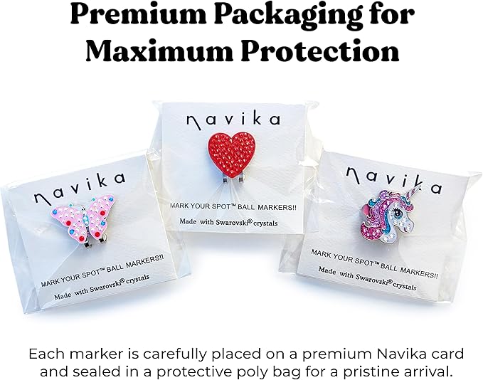 NAVIKA Giraffe Golf Ball Marker with Austrian Crystals - Safari Animal Theme - Hat Clip Gift for Women & Junior Golfers