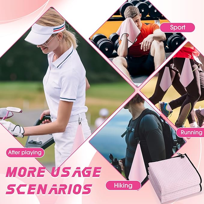Batiyeer Golf Towel Bulk for Golf Bags 16'' x 16'' Microfiber Fabric Towel with Clip Waffle Pattern, Fitness, Camping, Hiking, Yoga