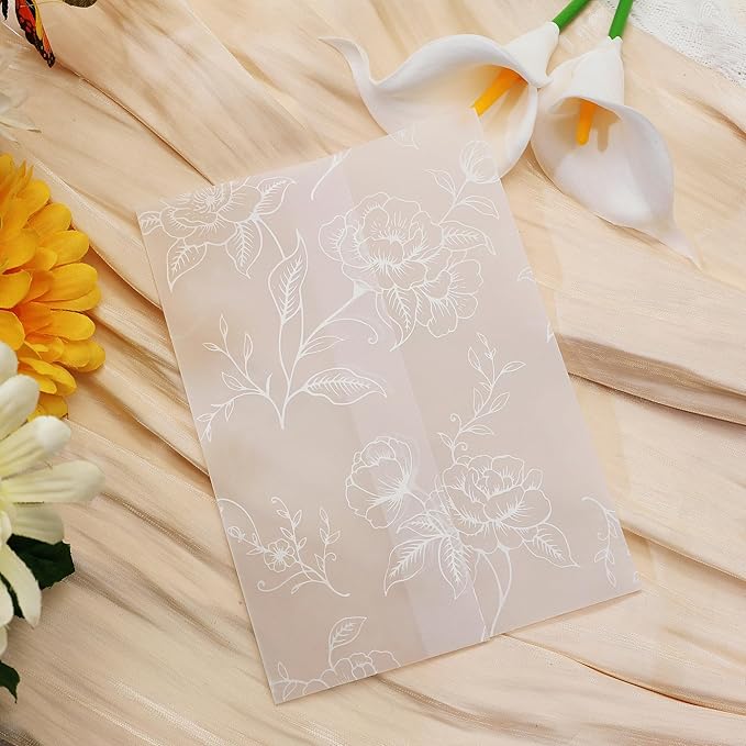 SWANGSA 50 Pack Vellum Jackets for 5x7 Invitations, Elegant White Rose Vellum - Image 4