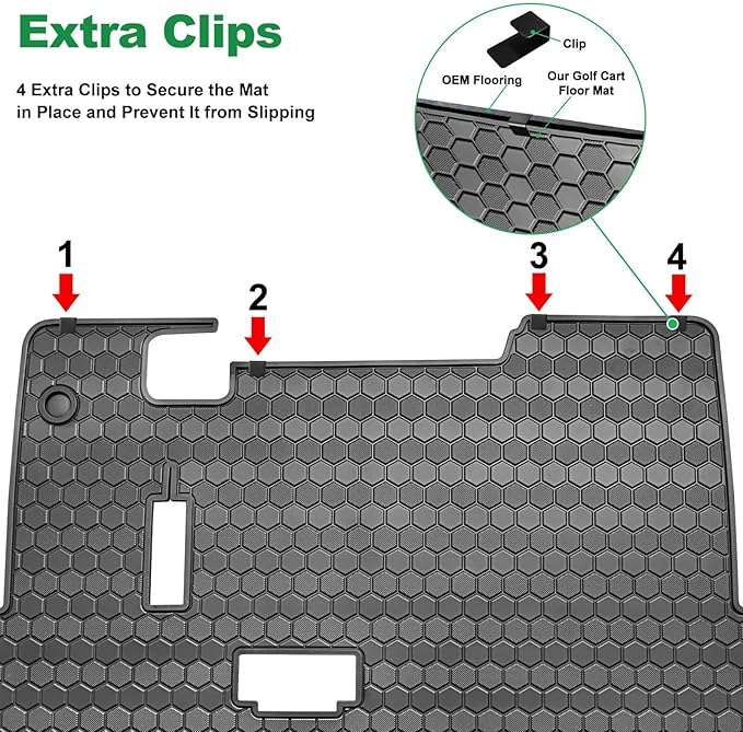 EZGO TXT Golf Cart Floor Mat, Upgraded Full Coverage Liner Mat Replacement Install Easily Thick Rubber Anti-Slip, Fit EZGO TXT (1994+), EX1 (2020), Valor, Cushman Workhorse&Express S4