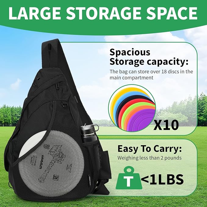 MOYAQI Disc Golf Bag with Retriever Holder and Storage Pockets, Disc Golf Backpack with 8-10 Disc Capacity, Padded Adjustable Strap and Back Panel, Lightweight and Durable