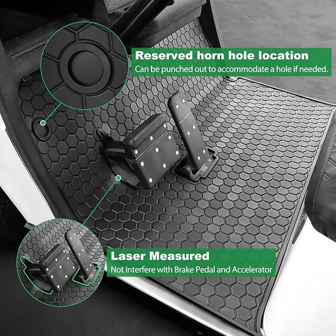 EZGO TXT Golf Cart Floor Mat, Upgraded Full Coverage Liner Mat Replacement Install Easily Thick Rubber Anti-Slip, Fit EZGO TXT (1994+), EX1 (2020), Valor, Cushman Workhorse&Express S4