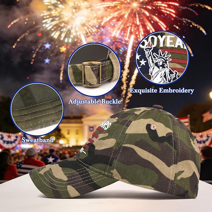 2 Pack USA 250th Anniversary Washed-Cotton Baseball Cap Patriotic Hat American 250 Year Merchandise for Men Women