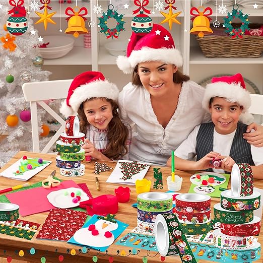 12 Pcs Christmas Washi Tape Merry Christmas Print Masking Tape Christmas Tree - Image 6