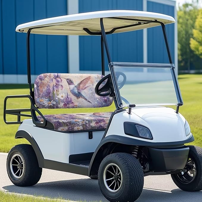 Suobstales Golf Cart Front and Rear Seat Cover Set for EZGO TXT RXV & Club Car DS 2 Passenger, Washable Bench Seat Covers Kit