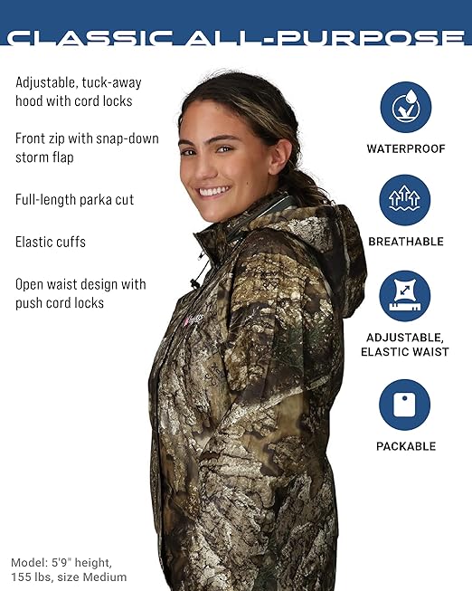 FROGG TOGGS Women's Classic All-Purpose Waterproof Breathable Rain Suit, Realtree APX, Medium