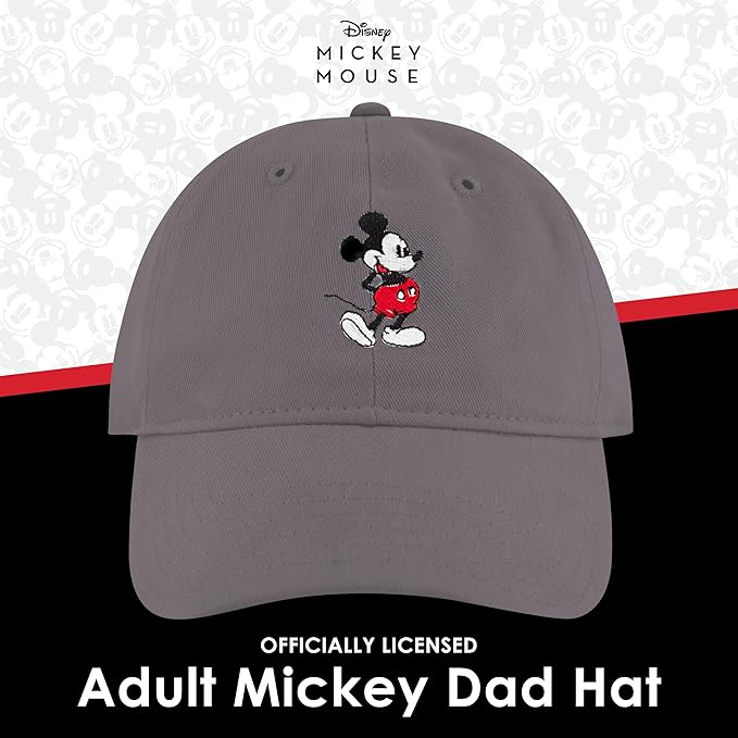 Disney Mickey Mouse Embroidered Cotton Adjustable Dad Hat with Curved Brim