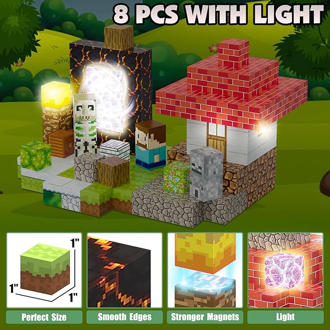 200PCS Magnetic Blocks Building Toys Set, Light Up Magnet Cubes, 3D Magnetic - Image 3