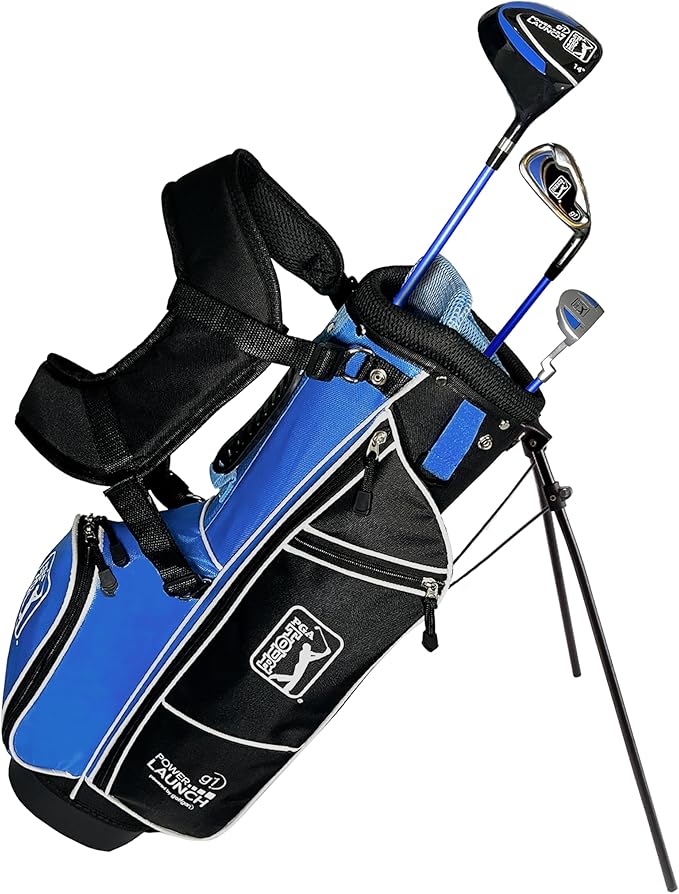 PGA Tour Youth Golf Club Set for Ages 5-15+ (3’5”-5’10”), Right and Left-Handed Kids Golf Sets – Beginner Junior Golf Clubs with Lightweight Stand Bag, Mallet Putter, Hybrid, Driver