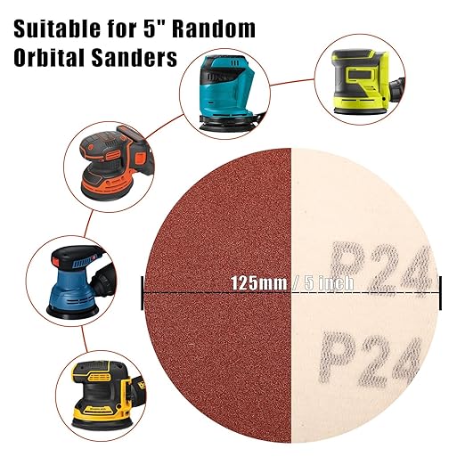 240 Grit 5 Inch Sanding Discs Hook and Loop Sandpaper - Image 5