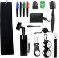 23P Golf Essentials Kit -Golf Green Fork, Golf Brush,Accessory Pack, Golf Towel, Golf Club Brush, Golf Ball Marker, Divot Repair Tool, Golf Ball & Golf Tee Holder,Golf Gifts for Men