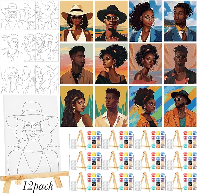Zhanmai 12 Pack Pre Drawn Canvas by Zhanmai