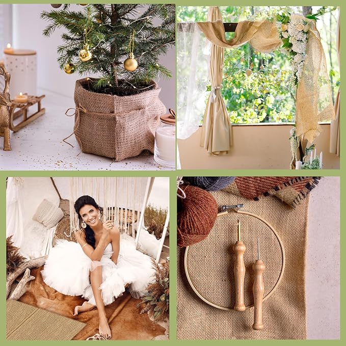 Buryeah 40 Inch x 33 ft Burlap Fabrics Roll Natural Jute Burlap Garden Tree - Image 5