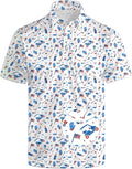 HUURAY Funny Golf Polos for Men Funny Print Short Sleeve Shirts Quick Dry Polo Shirts Hawaiian Shirt Performance Golf Outfits