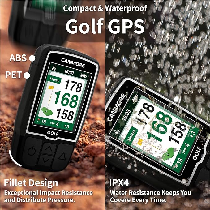 CANMORE HG200 Golf GPS - Water Resistant Full Color 2-Inch Display with 41,000+ Essential Golf Course Data and Score Sheet - Free Courses Worldwide and Growing (Black)
