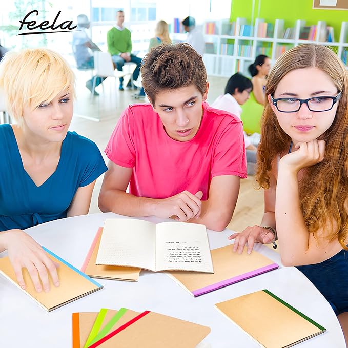 feela 48 Pack Composition Notebooks Bulk, Kraft Cover Lined Blank College Ruled - Image 6
