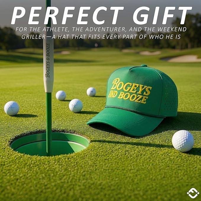 Funky Junque Performance Waterproof Golf Rope Hat – Cool Breathable Workout 5 Panel Snapback Cap for Men