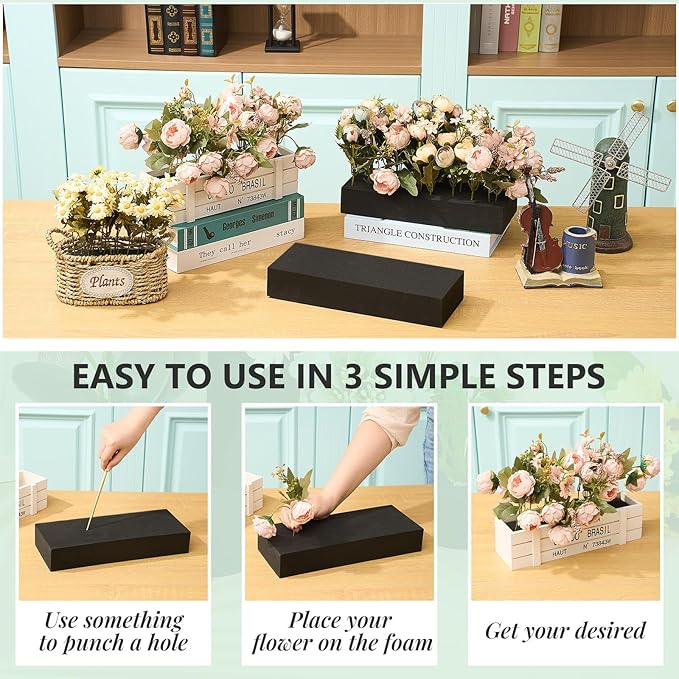 Lallisa 4 Pcs Reusable Floral Foam Blocks Water Weather Resistant Dry Floral - Image 3
