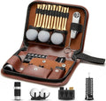 Golf Accessories for Men Women Golf Gifts Kit with Leather Case, 3 Golf Balls, Golf Tees, Rangefinder, Brush, Multifunctional Divot Knife, Scorer, Ball Clamp for Golfer