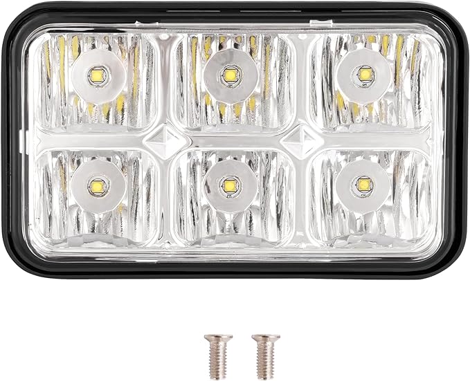 ALMULOO Golf Cart Headlight Clear LED Lens Compatible with 1996-Up EZGO ST350 & 1980-1994 EZGO Marathon/EZGO Workhorse Models Golf Cart Plastic Headlight Chrome Housing