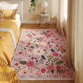 Rugcomf Bedroom Rug 3x5 Rug Washable Area Rug Non Slip Low Pile Boho Floral by Rugcomf