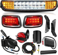EZGO TXT Deluxe Light Bar Kit, Golf Cart LED Light Kit With EZGO TXT 12V Street Legal LED Headlight Taillight Turn Signal Hazard Light Switch Horn Brake Pad, Fits 1996-2013 Gas & Electric Golf Cart