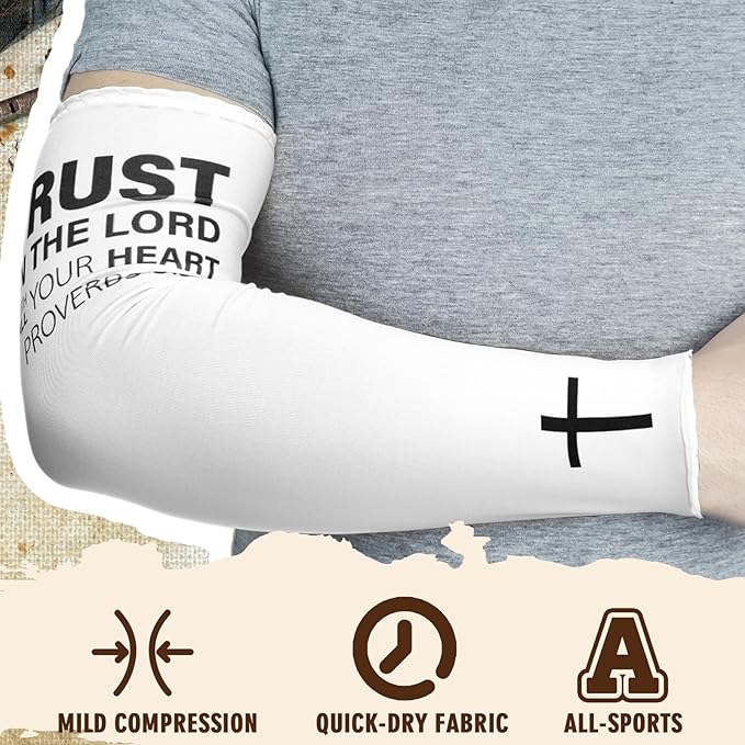 Shyyween 6 Pairs Faith Cross Arm Sleeves Religious Compression Arm Sleeves for Men Women Basketball Baseball Football for UV