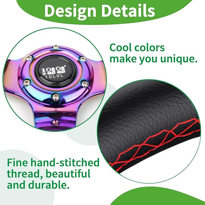 10L0L Golf Cart Steering Wheel, Universal Design Fit for Yamaha, EZGO RXV & TXT, Club Car DS, Club Car Precedent Tempo, Most Golf Cart (Color Coal Black)