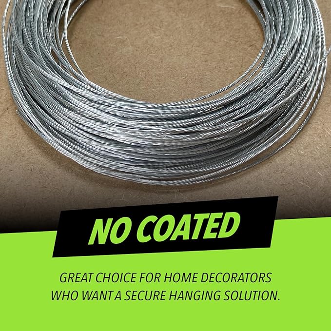 Picture Hanging Wire #3 30lbs 100-Feet, Flexible Steel Wire 18 Gauge - Image 5