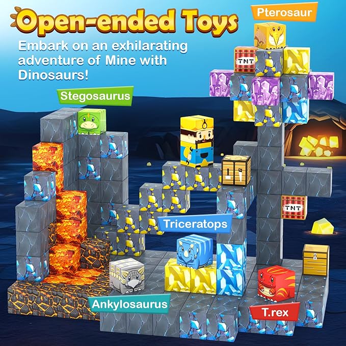 100PCS Magnetic Blocks-Build Mine Magnet World Jurassic Sword Dinosaur Toys - Image 3
