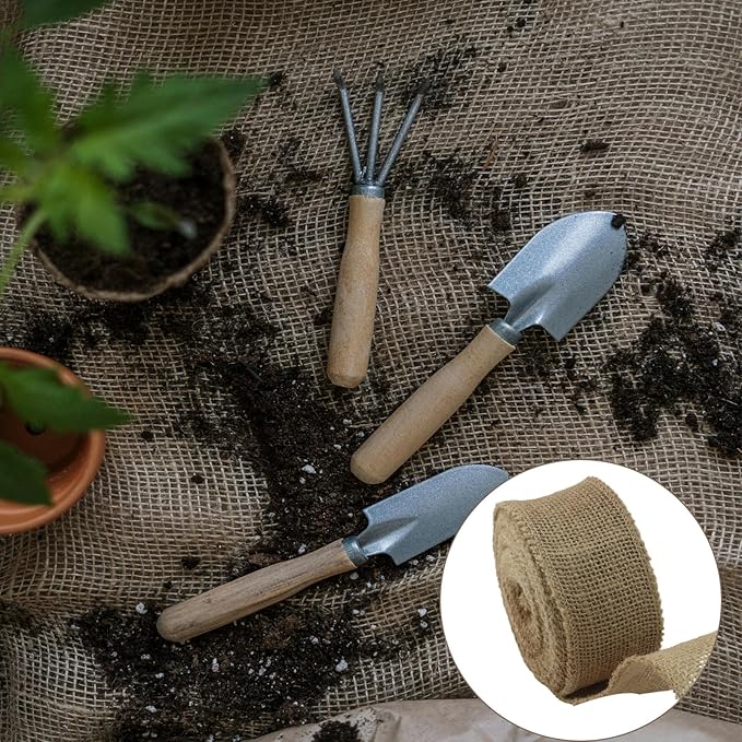 4" Wide Natural Burlap Fabric Roll - Image 5