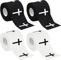 4 Pcs Christian Athletic Tapes Religious Sport Tape with Cross White Black Cross Athletic Wrist Tapes for Sports Gymnastics Tennis Baseball Boxing Athlete First Aid Injury Wrap, 2inx23ft