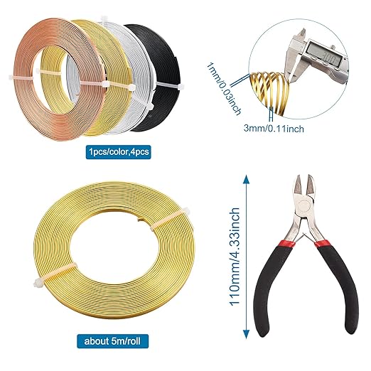 Fashewelry 65Ft 4 Colors Aluminum Flat Wire 3mm Wide Bendable Metal Craft Wire - Image 3
