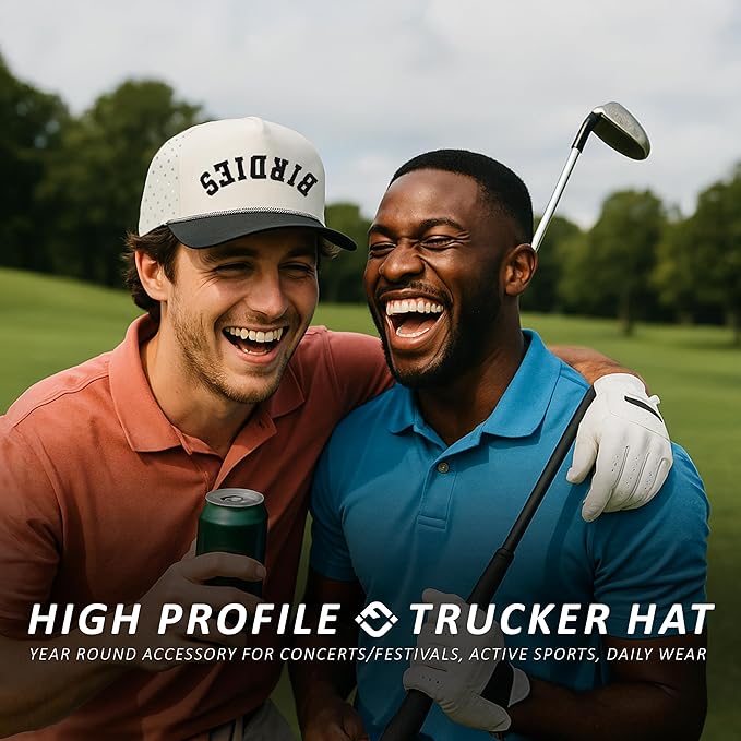 Funky Junque Performance Waterproof Golf Rope Hat – Cool Breathable Workout 5 Panel Snapback Cap for Men