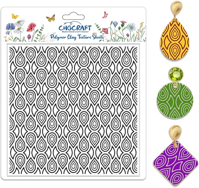 CHGCRAFT Teardrop Polymer Clay Texture Sheets Repeating Seamless Pattern by chgcraft