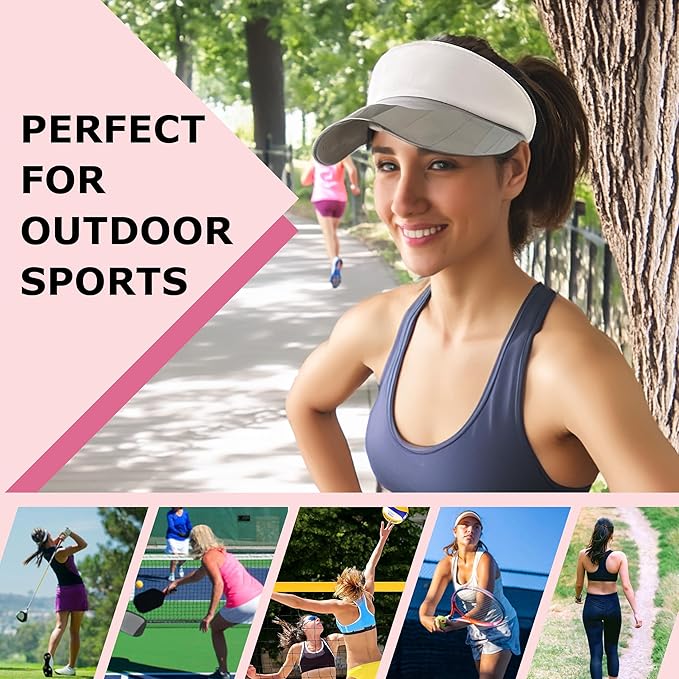 Funky Junque Women's UV 50 Adjustable Sun Visor - Golf Tennis Pickleball - Sports Themes Solid Colors Easter Pastels
